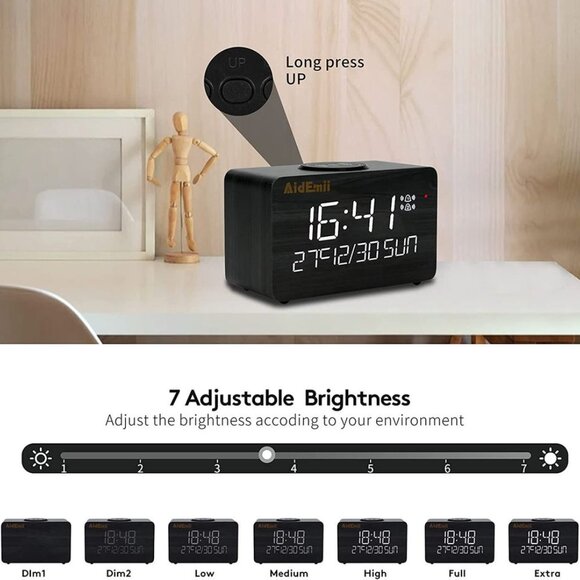 Digital Alarm Clock with Wireless Charging 10W Fast Charging LED Time Display - Picture 4 of 7